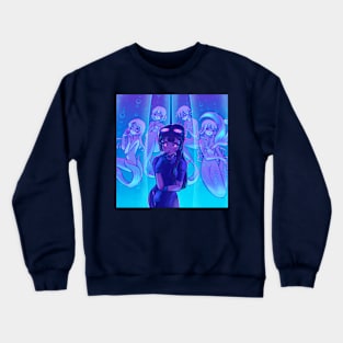 Neon, Anime, Mermaid, Girls, Digital Painting Crewneck Sweatshirt